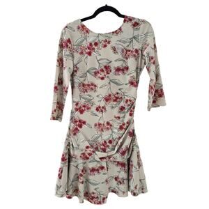 Patrizia Pepe Mini Dress EU 40 Cream Pink Floral 3/4 Sleeve A Line Side Zip
